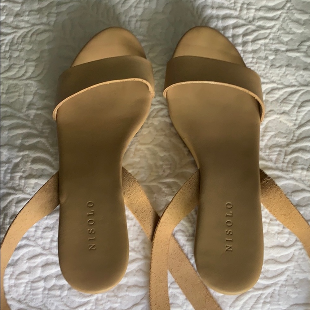 Nisolo Sarita nude wooden wedge sandal 6.5